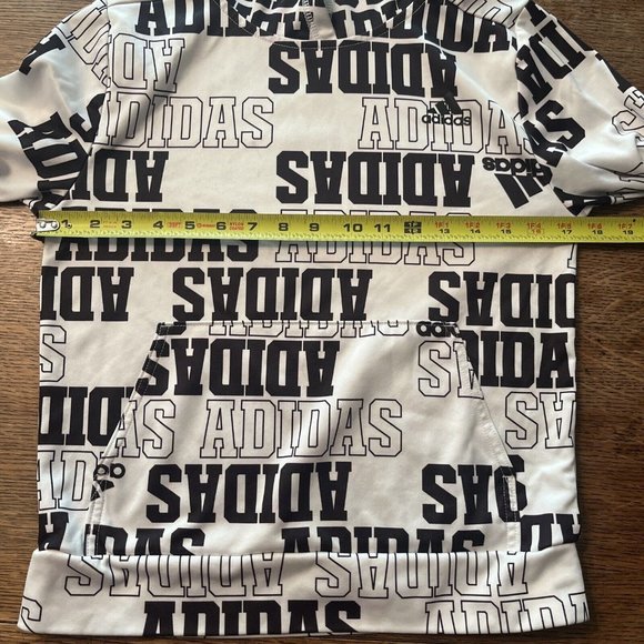 Adidas Youth Logo Pullover White and Black Hoodie Youth Sz M 10/12 - Picture 7 of 8